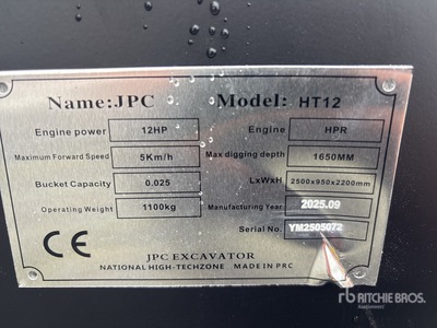 JPC HT12 Mini Excavator (Unused)