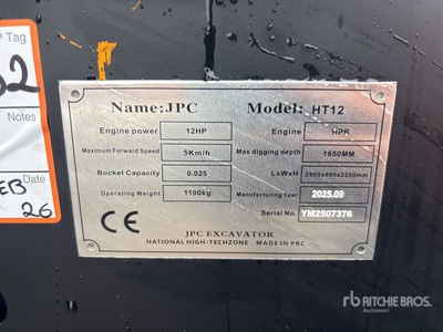JPC HT12 Mini Excavator (Unused)
