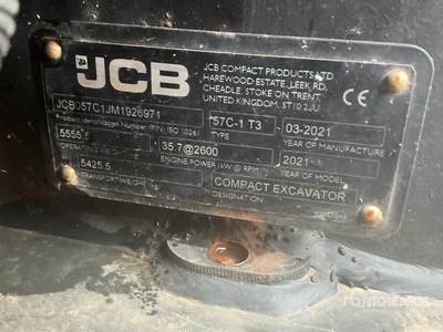 2021 JCB 57C-1 T3 Mini Excavator