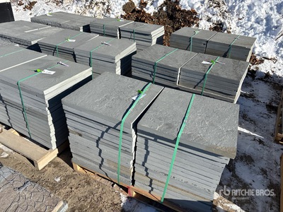 Quantity of (6) Pallets 24 In x 24 In x 1.5 In Thermal Bluestone Pattern Pierres (Unused)