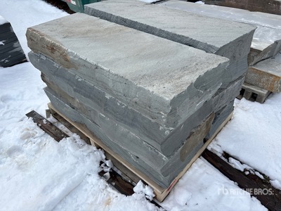 Quantity of (1) Pallet 16 In x 4 Ft x 6 In Thermal Bluestone Snapped Steps Piedra (Unused)