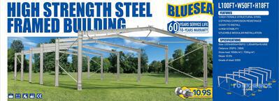 2026 BLUESEA 100 ft x 50 ft x 18 ft High Strength Steel Framed مبنى التخزين  (Unused)