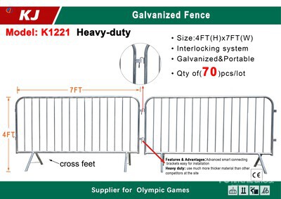 Quantity of (70) 2026 KJ K1221 7 ft x 4 ft Crowd Control Clôture de site (Unused)