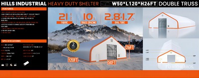 2026 Hill Industrial 1205026 50 ft x 120 ft x 26 ft Storage Building (Unused)