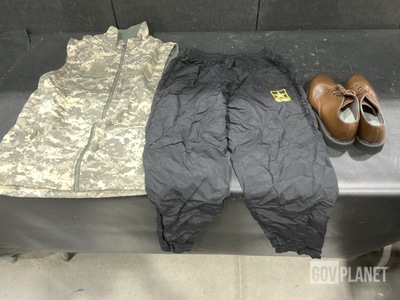 (1) IWOL Vest, (2) Pairs of Men's Shoes, (7) Pants & Assorted Items