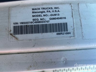 2009 Mack GU813 S/A Dump Truck