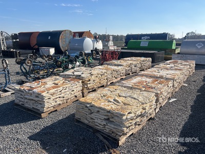 Quantity of (10 Pallets) - Austin White Sunflower Limestone 4 - 8 In. Chopped Veneer Stone (Unused)