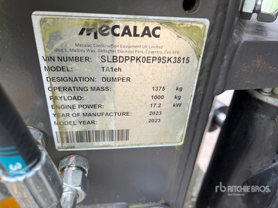 2023 Mecalac TA1SH 4x4 Swivel Hi-Tip キャリアダンプ (Unused)