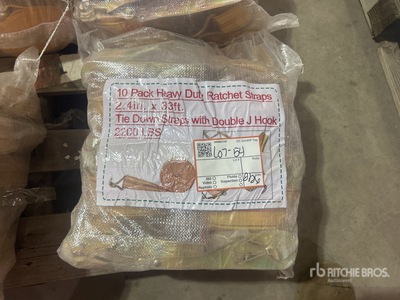 Quantity of (10) Yellow Pack Heavy Duty Ratchet Straps 33 ft x 2.4 in (Unused)