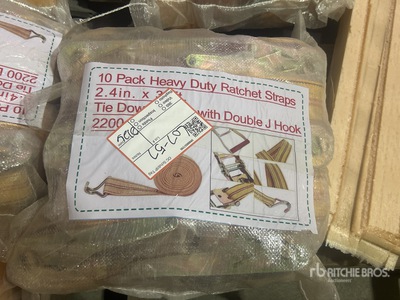 Quantity of (10) Yellow Pack Heavy Duty Ratchet Straps 33 ft x 2.4 in (Unused)