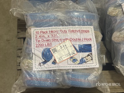 Quantity of (10) Blue Pack Heavy Duty Ratchet Straps 33 ft x 2.4 in (Unused)