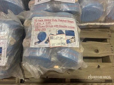Quantity of (10) Blue Pack Heavy Duty Ratchet Straps 33 ft x 2.4 in (Unused)