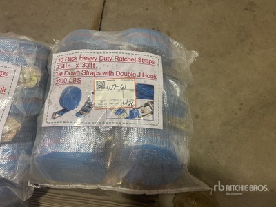 Quantity of (10) Blue Pack Heavy Duty Ratchet Straps 33 ft x 2.4 in (Unused)