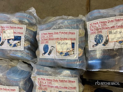 Quantity of (10) Blue Pack Heavy Duty Ratchet Straps 33 Ft X 2.4 In