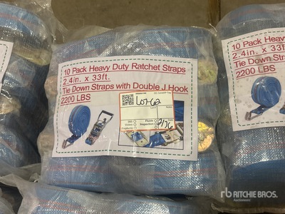 Quantity of (10) Blue Pack Heavy Duty Ratchet Straps 33 ft x 2.4 in (Unused)