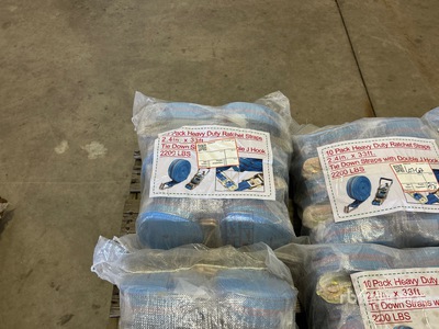 Quantity of (10) Blue Pack Heavy Duty Ratchet Straps 33 Ft X 2.4 In