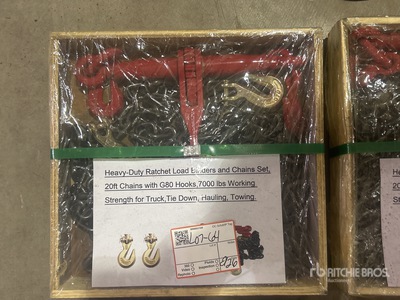Heavy-Duty Ratchet Load Binders and Chains Set (Unused)