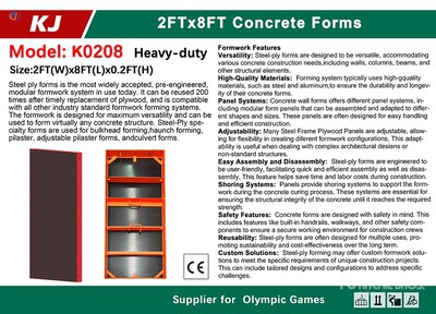 Quantity of (30) 2026 KJ K0208 2 ft x 8 ft Steel Frame Formy betonowe (Unused)