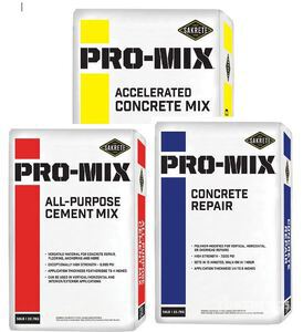 5 Pallets Each of Pro Mix Accelerated Concrete Mix, All Purpose Cement and Concrete Repair by Sakrete