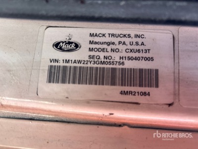 2016 Mack CXU613 6x2 T/A Sleeper Truck Tractor
