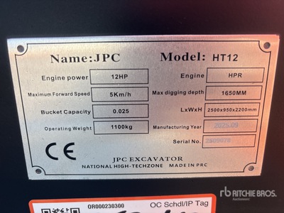 JPC HT12 を見 Mini Excavator (Unused)