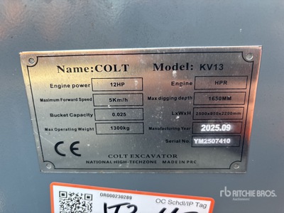 Colt KV13 を見 Mini Excavator (Unused)