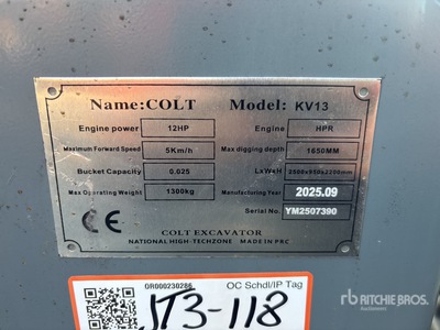 Colt KV13 を見 Mini Excavator (Unused)