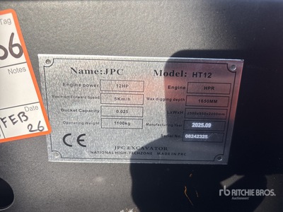 JPC HT12 を見 Mini Excavator (Unused)