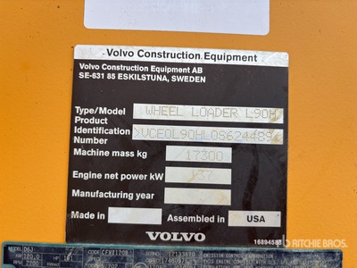 2018 Volvo L90H Wheel Loader