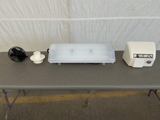(30) Hand Dryers, (1) Lighting Fixture, (3) Fans & Assorted Items