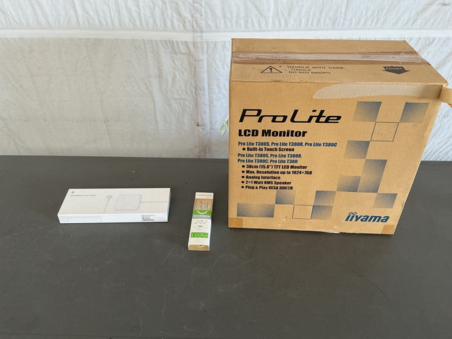 (9) Touch Monitors, (20) Power Adapters & (101) Stereo Cables & Assorted Items