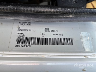 2015 International Paystar 5900 8x6 Tri/A Sleeper Truck Tractor