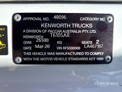 2020 Kenworth T610SAR 6x4 T/A Sleeper Truck Tractor