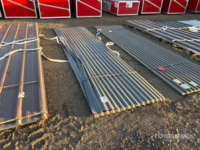 Quantity of (70) Grey Metal Roof Panels 12 Ft X 3 Ft (Unused)