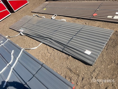 Quantity of (70) Grey Metal Roof Panels 12 Ft X 3 Ft (Unused)