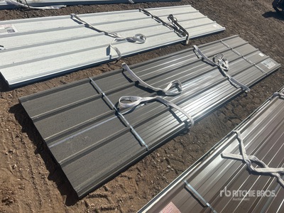 Quantity of (70) Black Metal Roof Panels 12 Ft X 3 Ft (Unused)