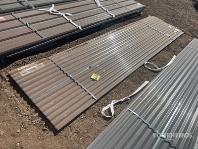 Quantity of (70) Brown Metal Roof Panels 12 Ft X 3 Ft (Unused)