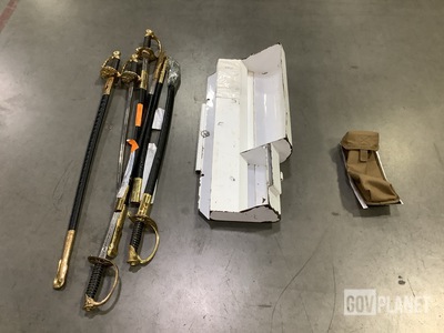 (5) Swords, (1) Rack, (9) Ammo Boxes & Assorted Items