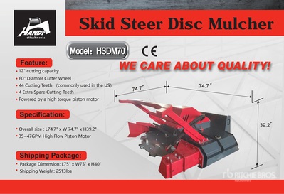 2026 Handy HSDM70 60 in Skid Steer Mulcher (Unused)