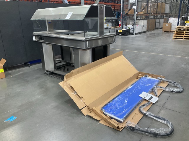 (1) Folding Portable Sneezeguard & (1) Henny Penny HMI-105 Hot Food Counter