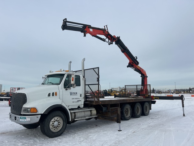 2009 Palfinger PK29002 18739 lb Knuckle Boom on 2002 Sterling LT9500 8x6 Flatbed Truck with Crane
