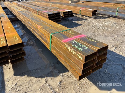 Quantity of (8) 2025 Kit Containers 1/8" Wall 2" x 5" 29 ft Steel Tubing (Unused)