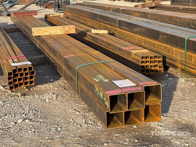 Quantity of (6) 2025 Kit Containers 1/8" Wall 4" x 4" 28 ft Steel Tubing (Unused)