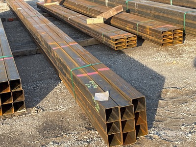 Quantity of (9) 2025 Kit Containers 1/8" Wall 4" x 4" 33 ft 6 in Steel Tubing (Unused)