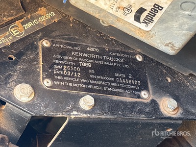 2012 Kenworth T659 6x4 T/A Sleeper Truck Tractor