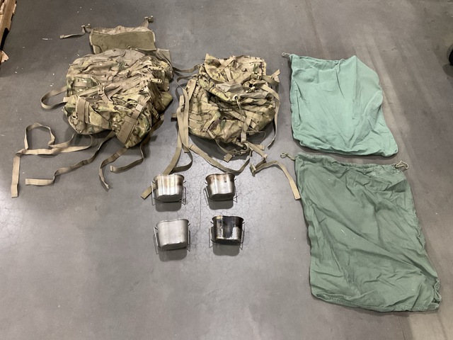 (14) Large Field Rucksacks, (54) Water Canteen Cups & Assorted Items
