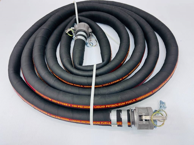 Quantity of (10) 1.5 in x 25 ft Semi Rigid Fuel/Water Hose w/ Camlocks (Unused)