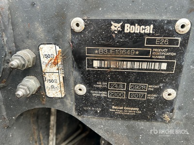 2017 Bobcat E26 Mini Excavator