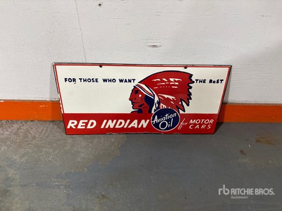 Red Indian Aviation Oil 21 in Porcelain Sign