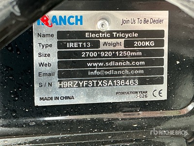 2026 SDLANCH IRET13 E-Trike Mini Utility Cart (Unused)